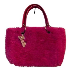 Barbie Mattel Y2K Purse Small Faux Fur Barbie Charm Snap Closure Purse
